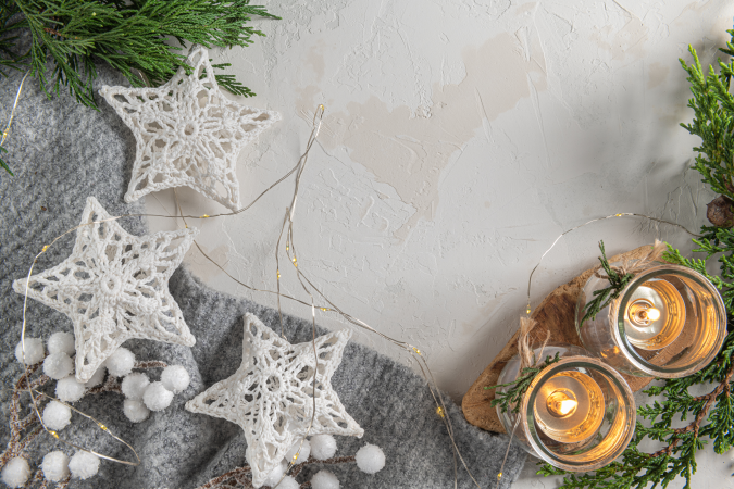 Christmas candles with white stars